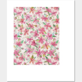 Pink Painted Blossom Pattern Posters and Art